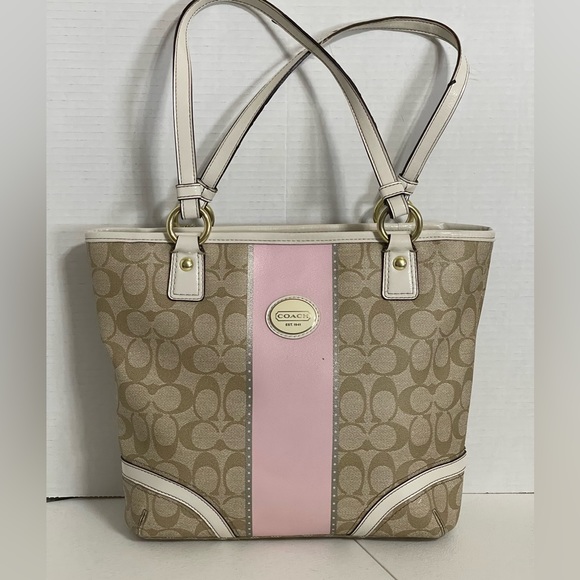 Coach Handbags - Coach Heritage Stripe Tote 18848